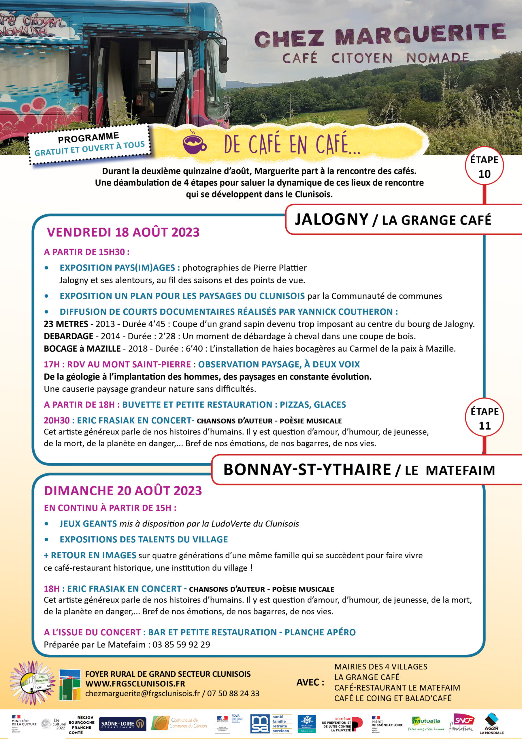 Chez Marguerite de café en café : Jalogny, Bonnay-Saint-Ythaire, Blanot, Lournand
